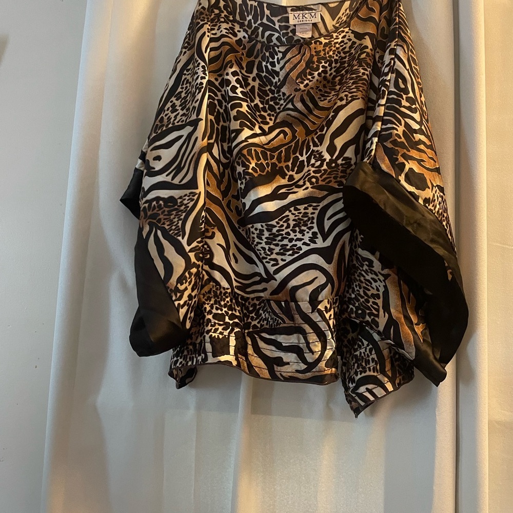 MKM Designs Animal Print Poncho - Black and Brown